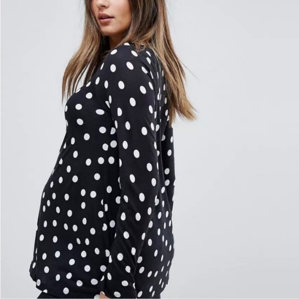 Asos maternity polka dot button down long sleeve